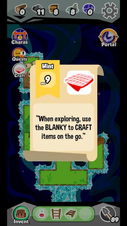 O-Nio! screenshot: Hints help you craft on the go